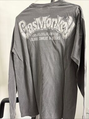 Comfort Colors Men's Long Sleeve Tee in Gray with White Back Graphic
